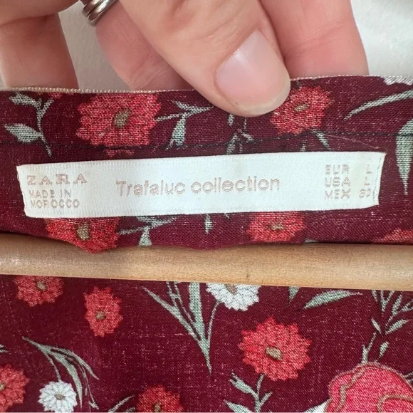 Zara Floral Patchwork V-Neck Babydoll Top Size Large V Neck - Picture 2 of 6